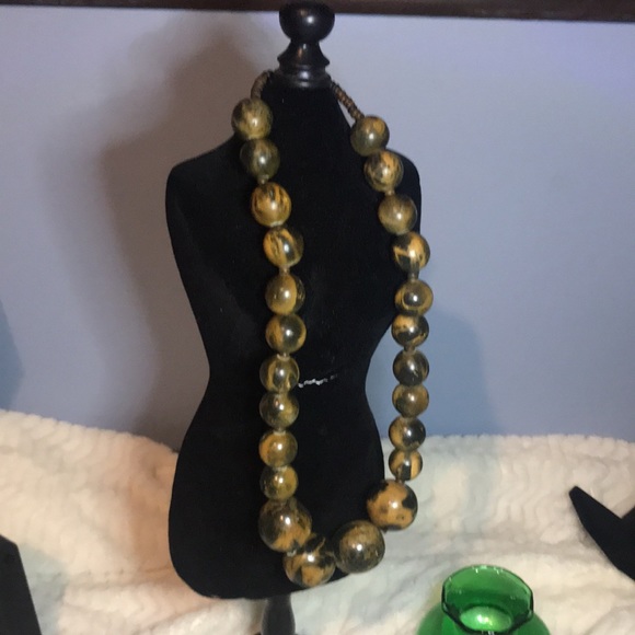 Vintage Chunky Boho Graduated Wooden Beads Necklace. - Picture 3 of 7